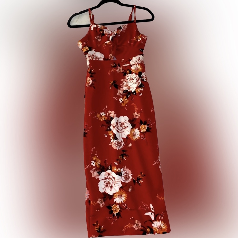 NEW Almost Famous Red Floral Midi Dress